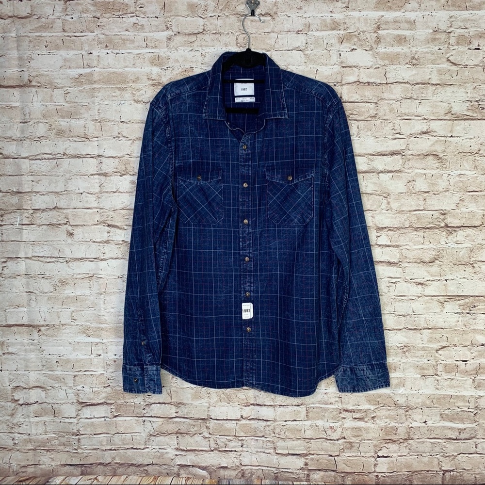 Zip Code 1992 Men’s Button Front Chambray Shirt Xl - image 2